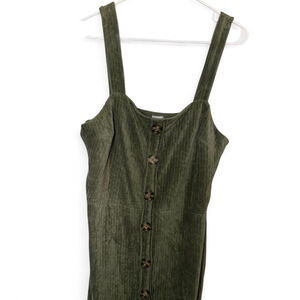 Olive Green Corduroy Button Front Dress – No Boundaries XXL